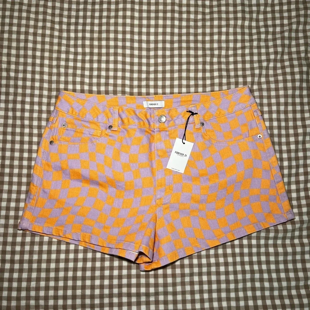 Forever 21 Purple and Orange Checkered Women Matching Set- NWT